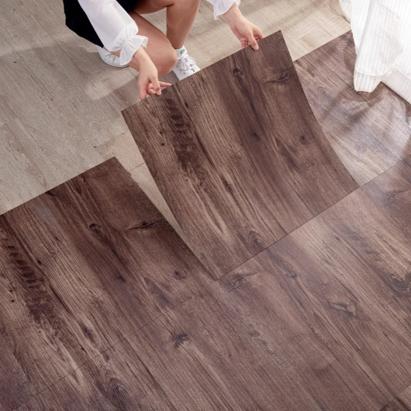 12-Pack Self-Adhesive Vinyl Floor Tiles, Waterproof Peel &amp; Stick Wood Look PVC Flooring for Bedroom Living Room Home Decor
