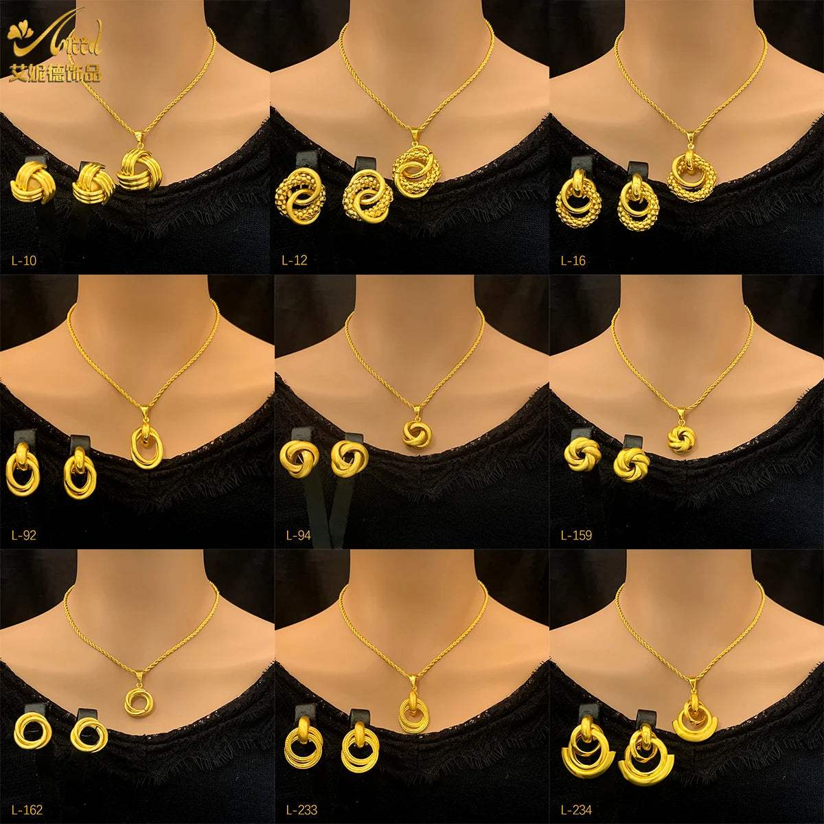 High-end 24K Indian Dubai Gold Jewelry Set for Party