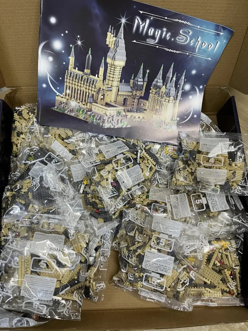 Micro Bricks City Creative Medieval Magic Castle Series School Architecture Palace Model Building Blocks Gifts Kid Assembly Toys