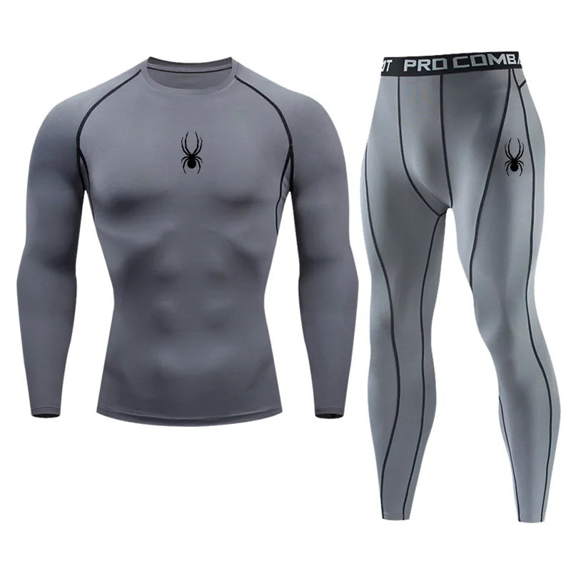 Men's Long Sleeve Compression Breathable Sports Shirt 2 Pieces