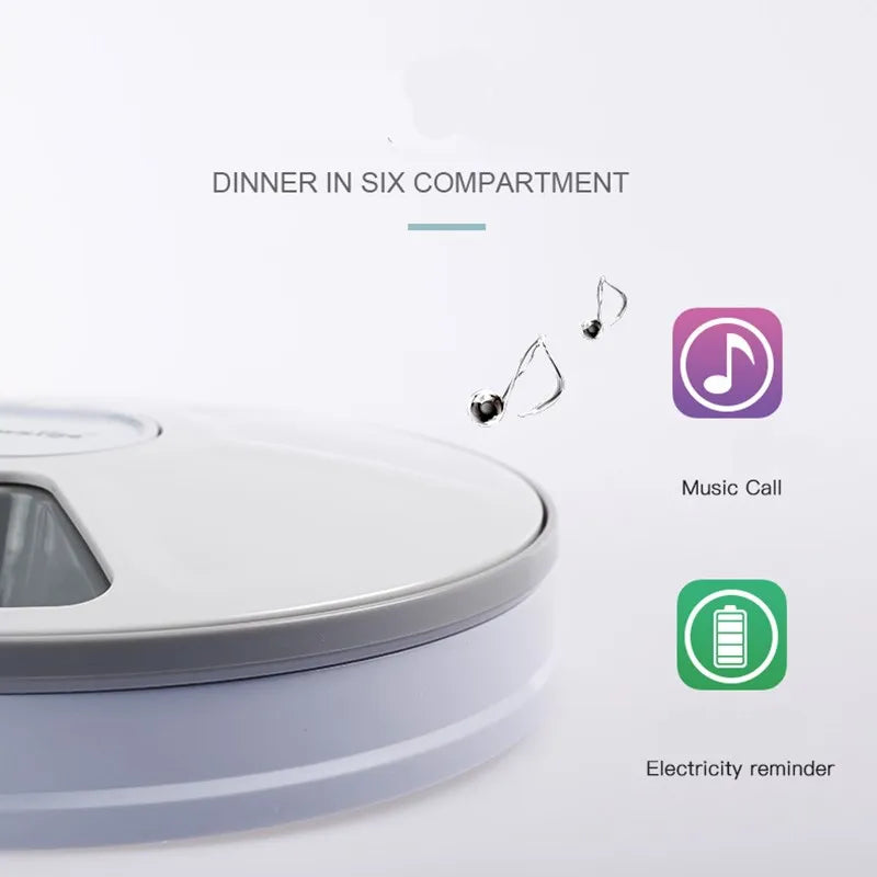 Automatic Pet Feeder Timing Feeder 6 Meals 6 Grids Cat Dog Electric Dry Food Dispenser Accessories Smart Control Pet Feeder - Daisan Mart
