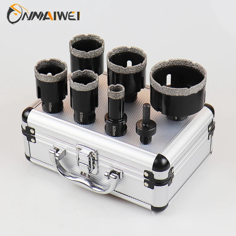 7pcs Angle Grinder Bit Diamond Hole saw Dry Vacuum Brazed Drilling Core Bits Set Porcelain Tiles Granite Marble Hole Saw