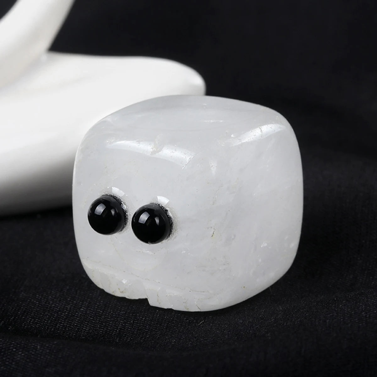Natural Quartz Stone Block Carved Smile Reiki