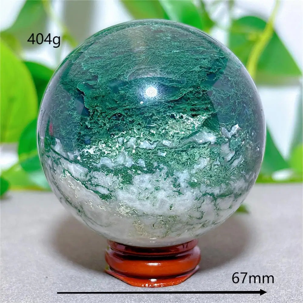 Quả Cầu Mã Não Rêu Đá Tự Nhiên - Trang Trí & Chữa Lành - Daisan Mart