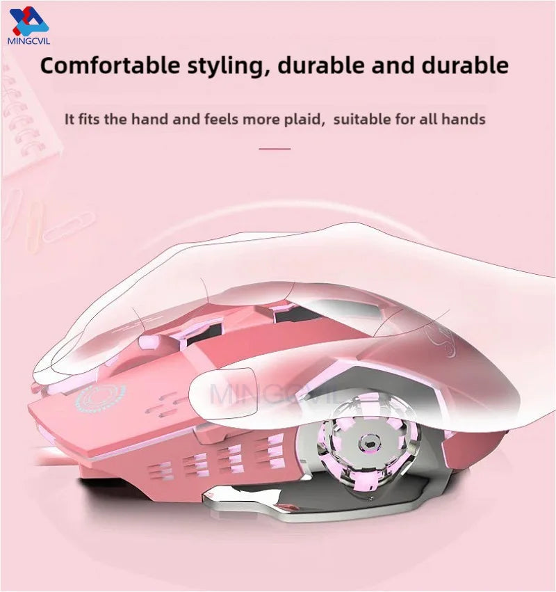 MINGCVIL Wireless Rechargeable Gaming Mouse with Color Changing LED Light