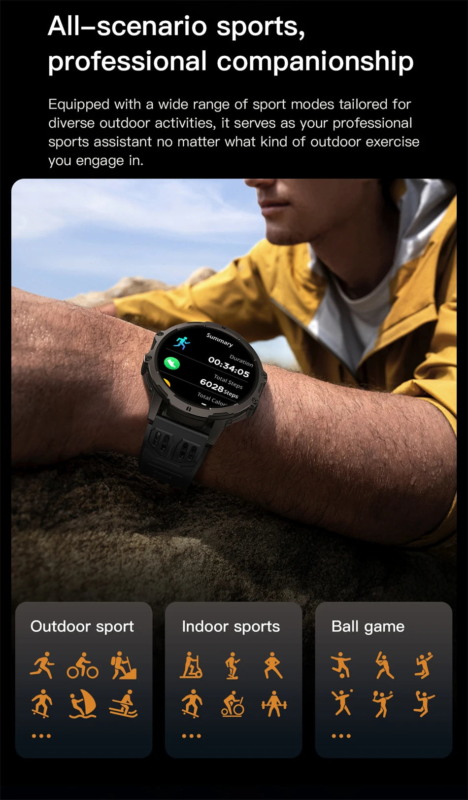 Đồng Hồ Thông Minh AMOLED GPS Sức Khỏe IP68 1.7