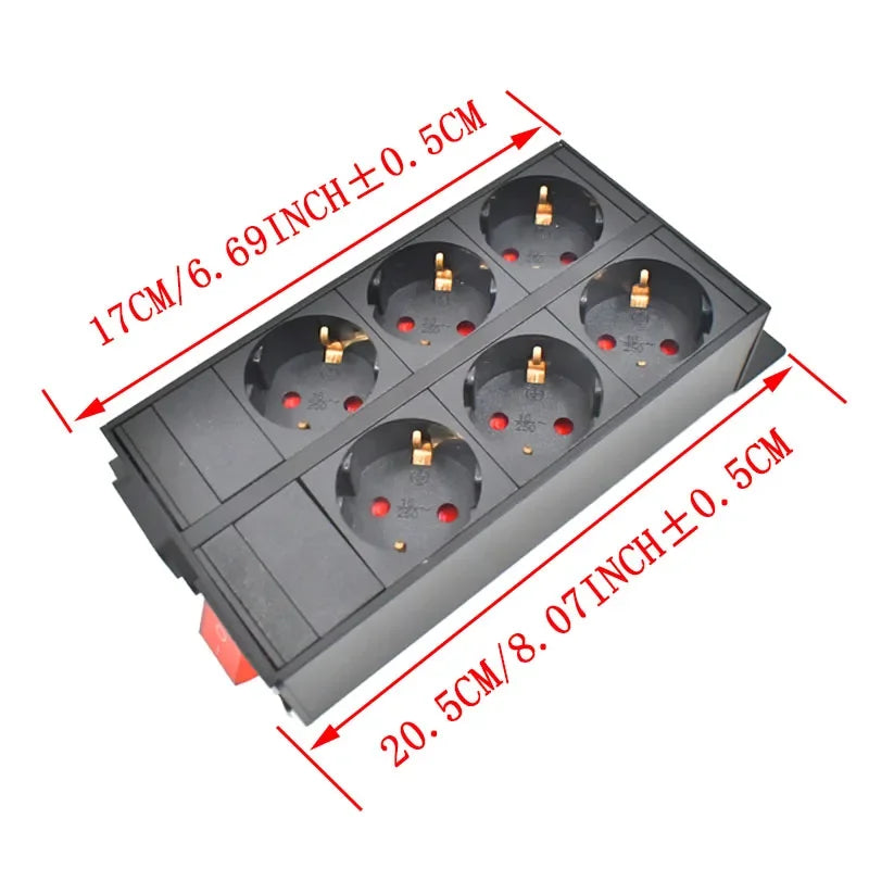 Ổ Cắm PDU Nhôm Tủ Điện 2-10 Ổ Chuẩn Đức Có Công Tắc - Daisan Mart