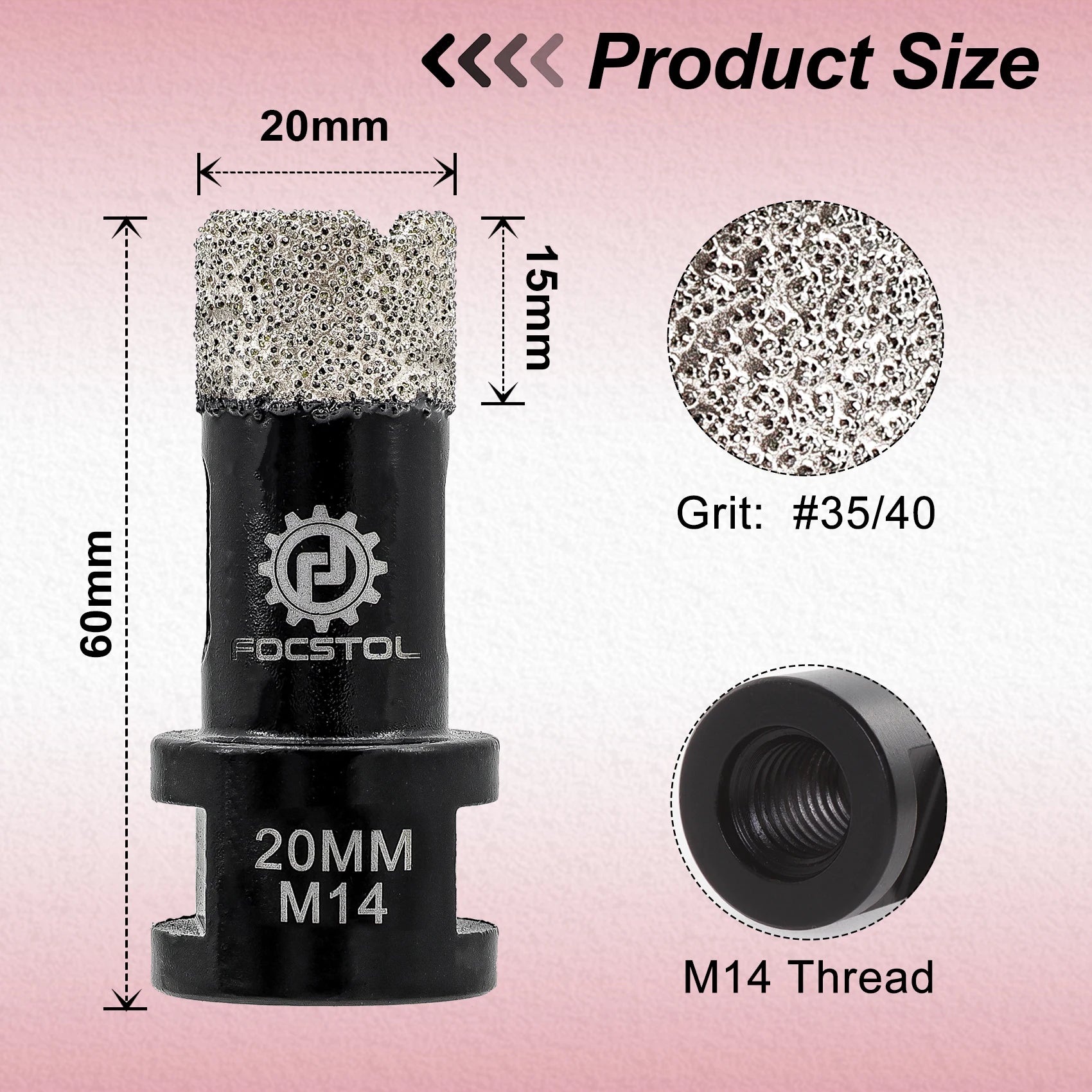 Mũi Khoan Kim Cương FOCSTOL M14 Đá Gạch 6-125mm - Daisan Mart