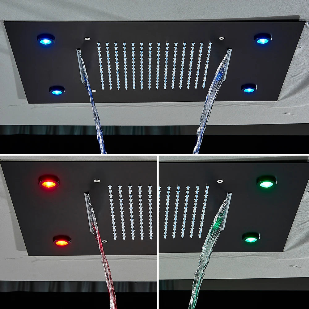 14x20 Inch LED Thermostatic Shower System With Hand Shower