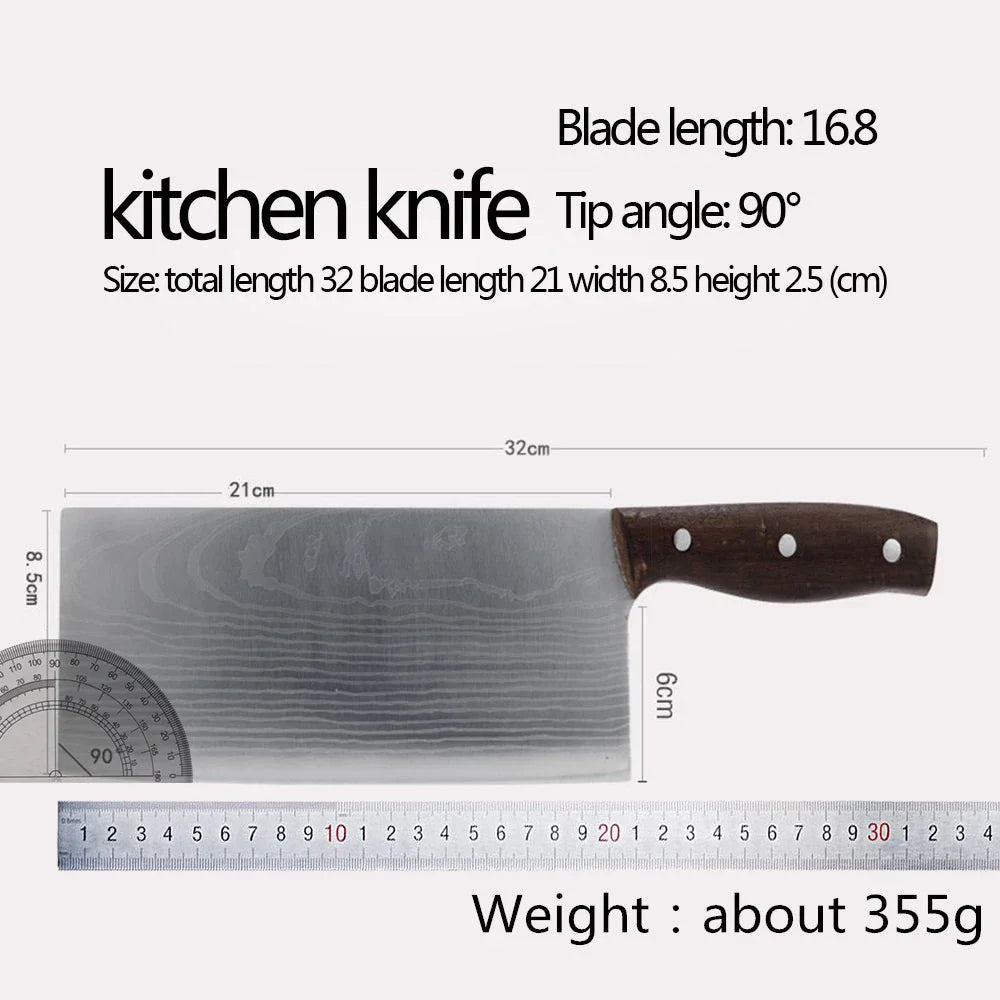 Japanese Damascus Kitchen Knife - Mulberry Wood Handle, Sharp