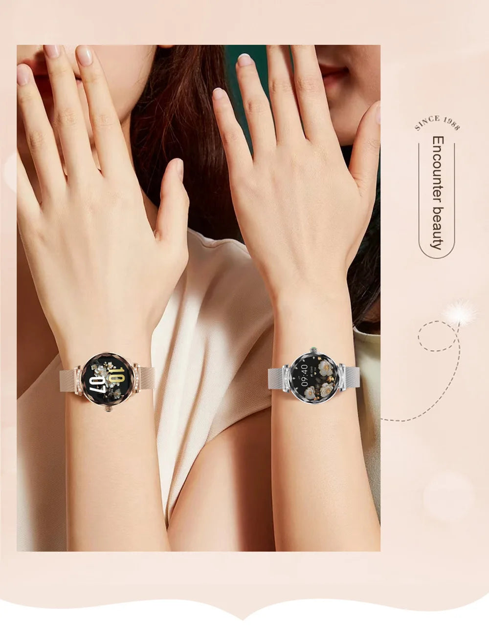 Đồng hồ thông minh nữ AMOLED 1.19 chống nước IP68