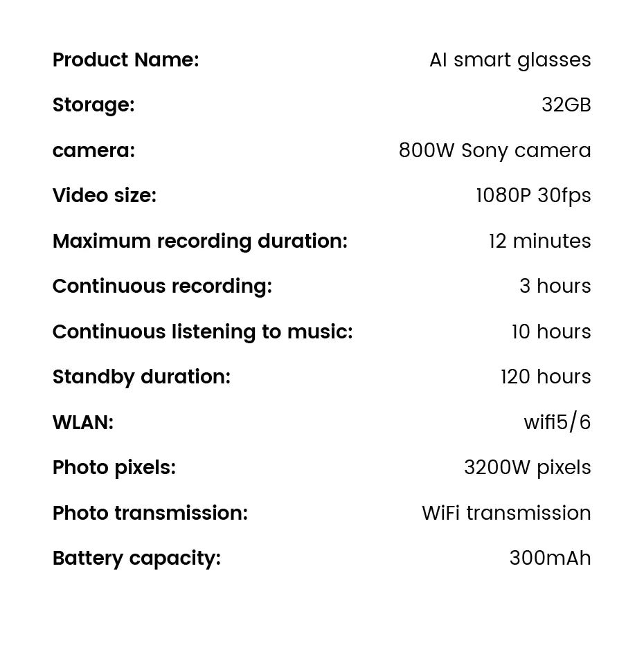 Smart Glasses HD Camera Anti-Shake Noise Reduction