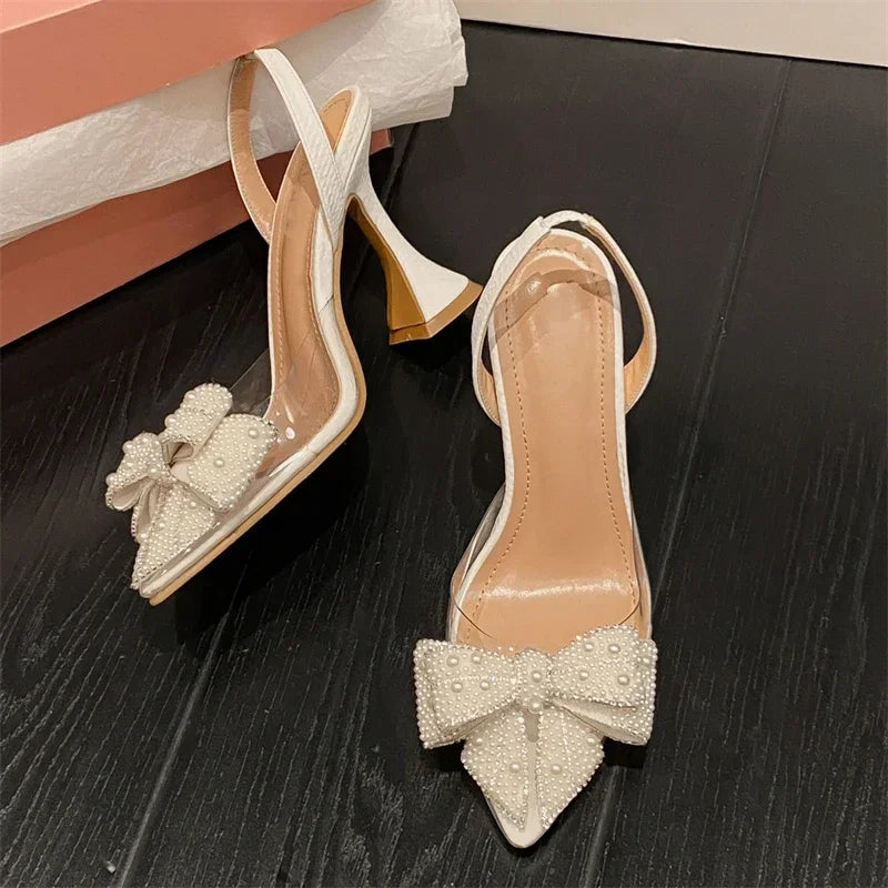 Dép Cao Gót PVC Trong Suốt Nơ Bướm Thời Trang Nữ - Daisan Mart
