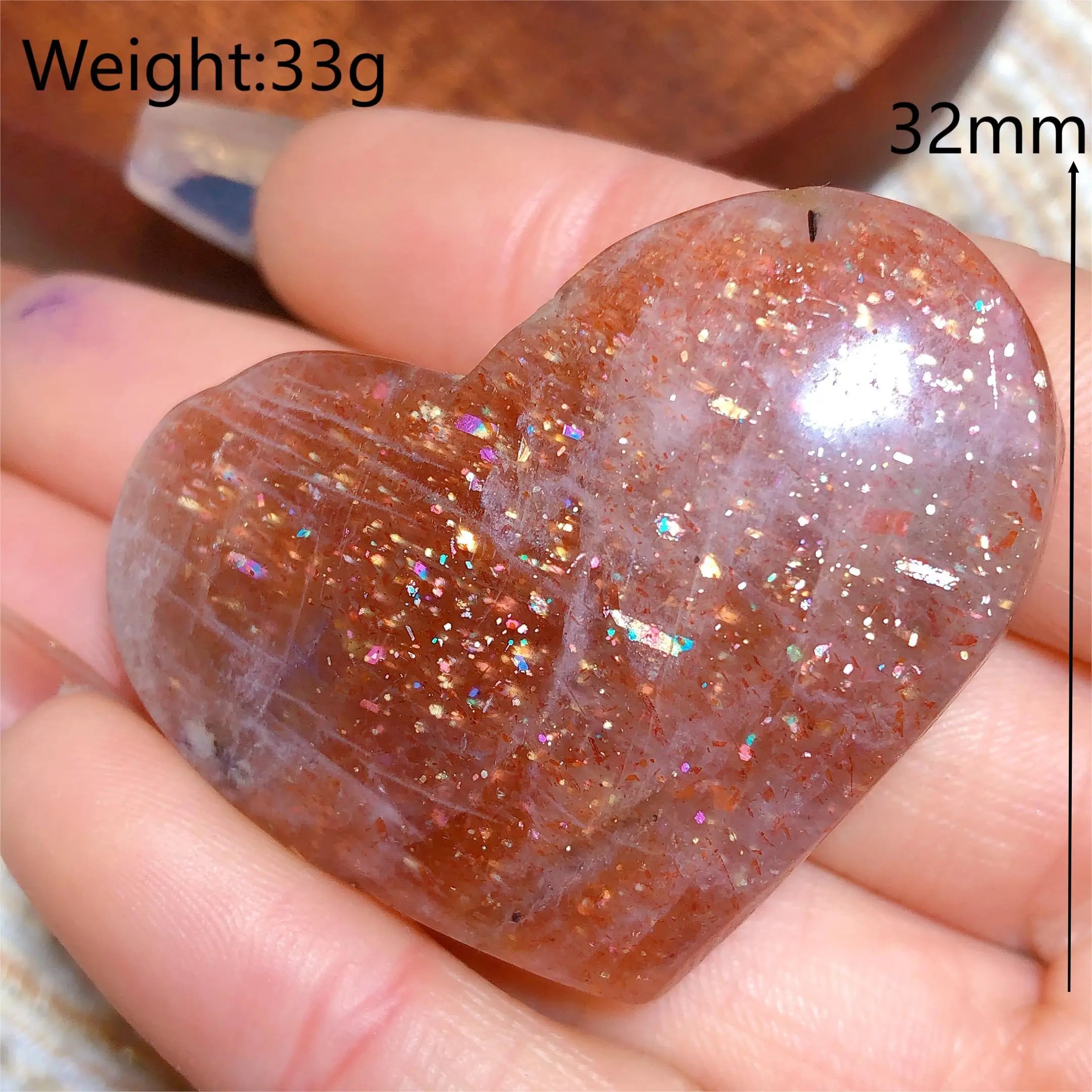 Natural Sunstone Heart Shaped Healing Decoration