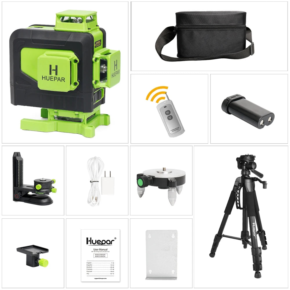 Máy cân mực laser 4D 16 tia xanh Huepar đa năng - Daisan Mart