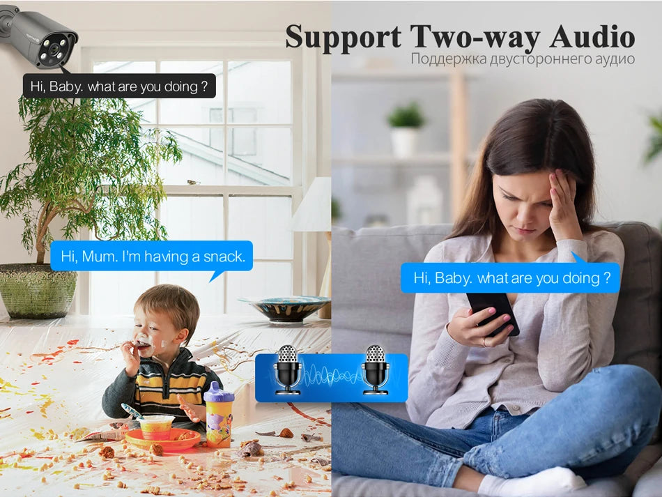 Techage AI 8CH POE 5MP/8MP CCTV Kit 2-Way Audio