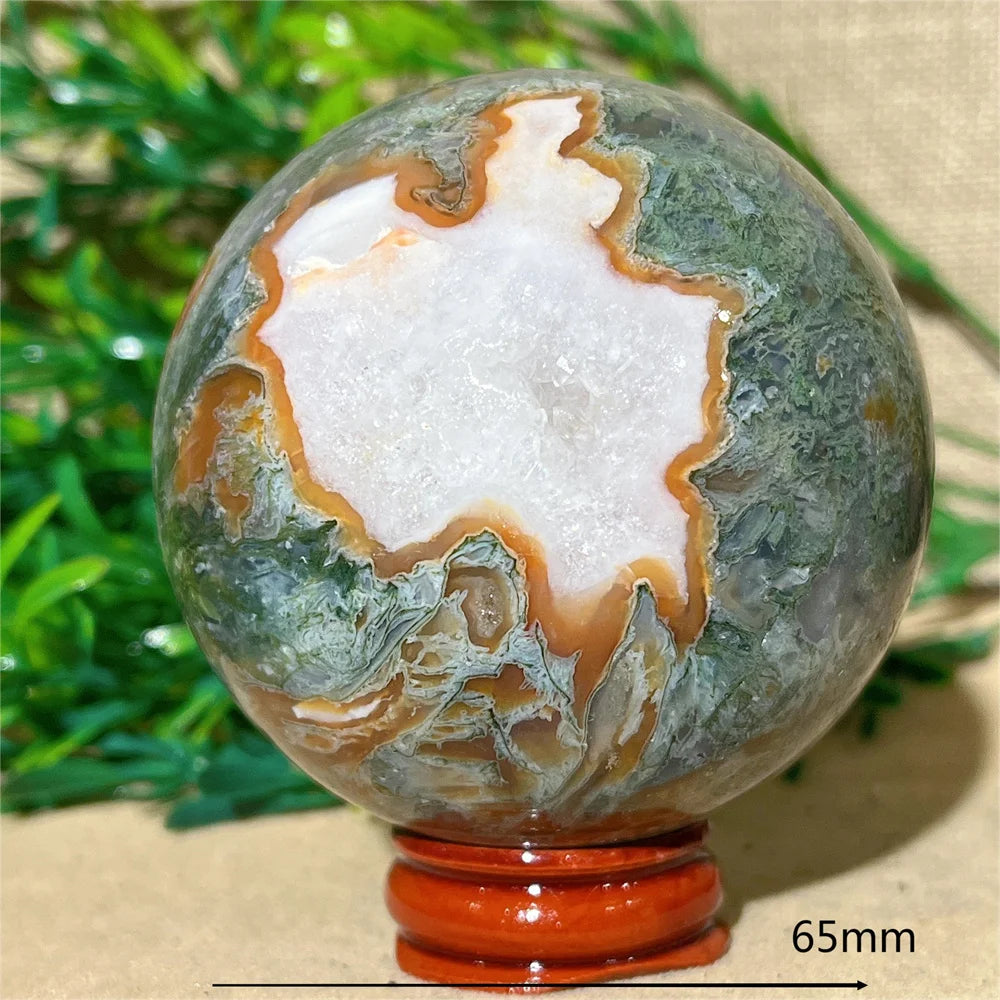 Moss Agate Ball - Spiritual Power &amp; Decoration