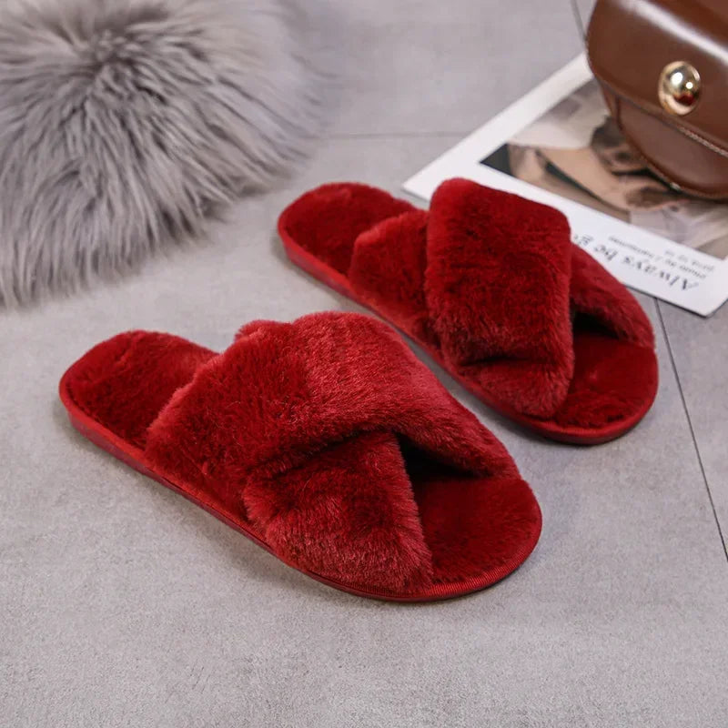 Warm Furry Slippers - Women &amp; Men, Indoor Wear 20024