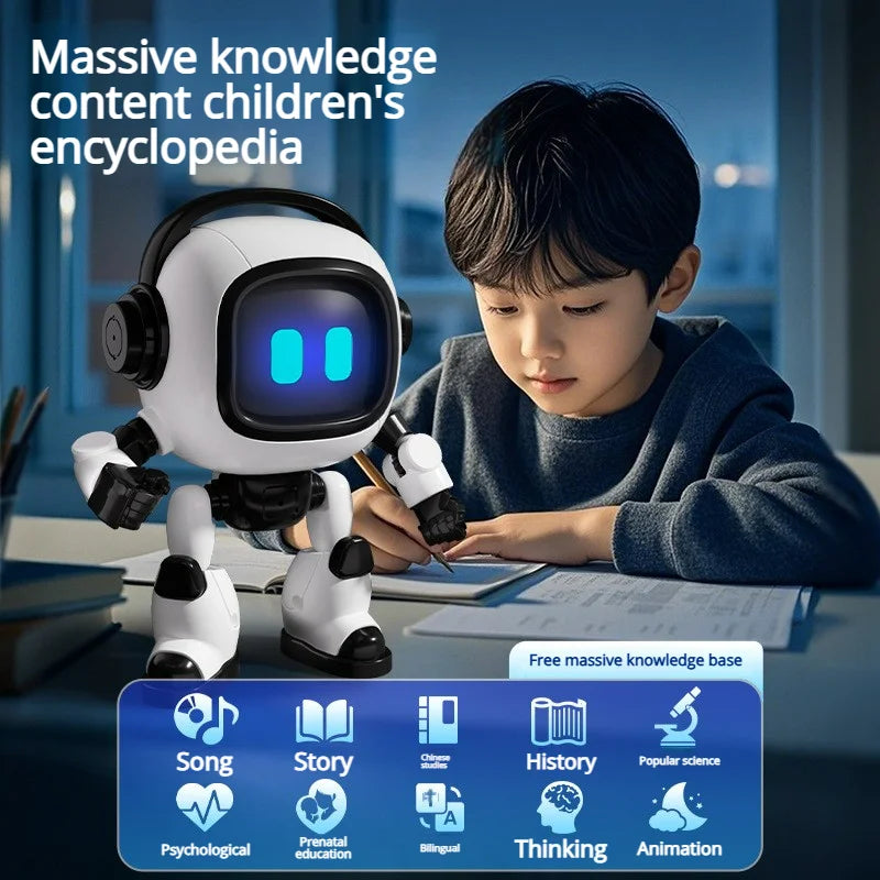AI Interactive Desk Robot with Voice Recognition Feature Talking Companion, Learning Games, Educational Toy for Kids - Daisan Mart