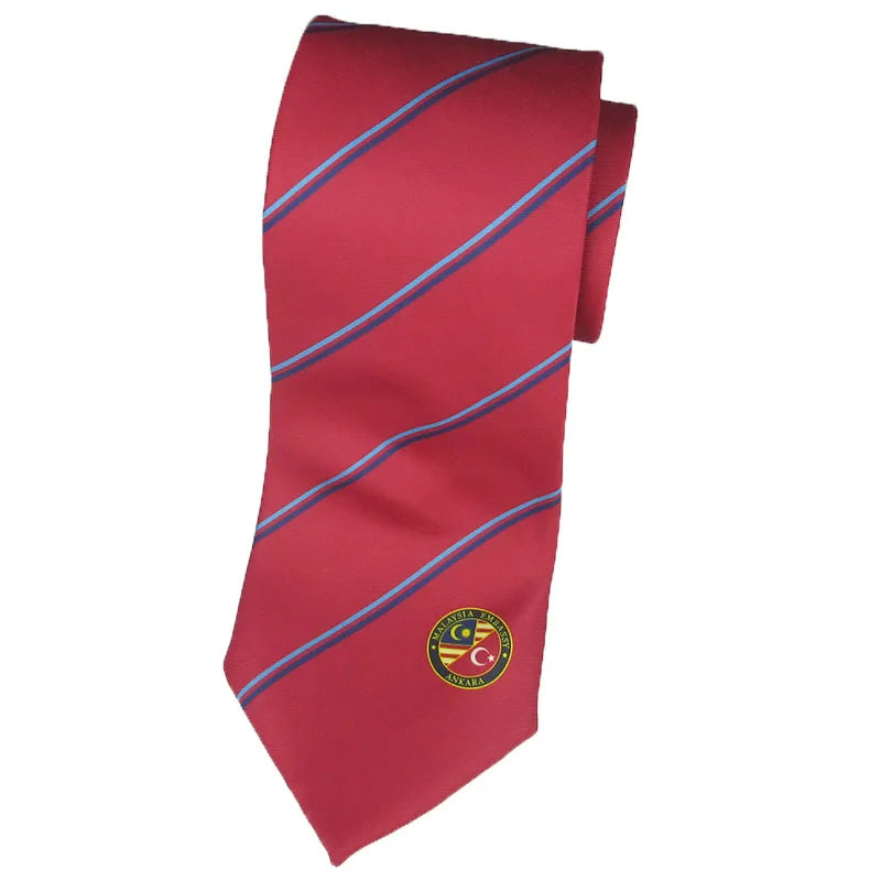 萊加米 (Legami) 高級紅色真絲男士領帶，飾有奢華圖案