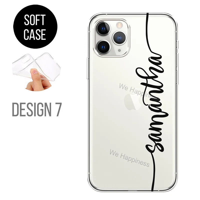 Personalised Phone case hearts custom name initials phone TPU cover For iPhone 15 13 11 12 14 Pro Max mini Plus 7 8 X Xs max Xr - Daisan Mart
