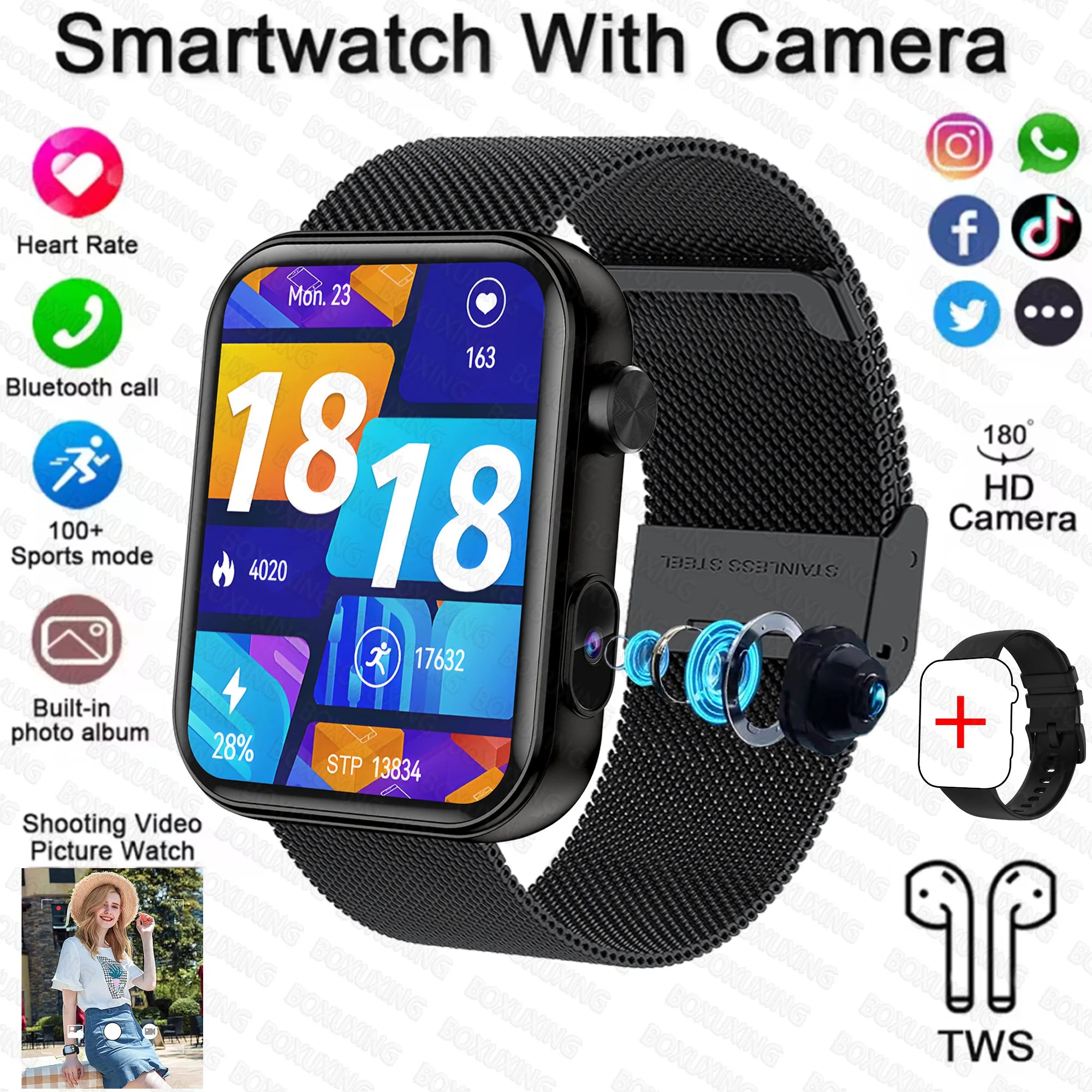 Smartwatch 2025 Photography, BT Calling, Multi-Sport