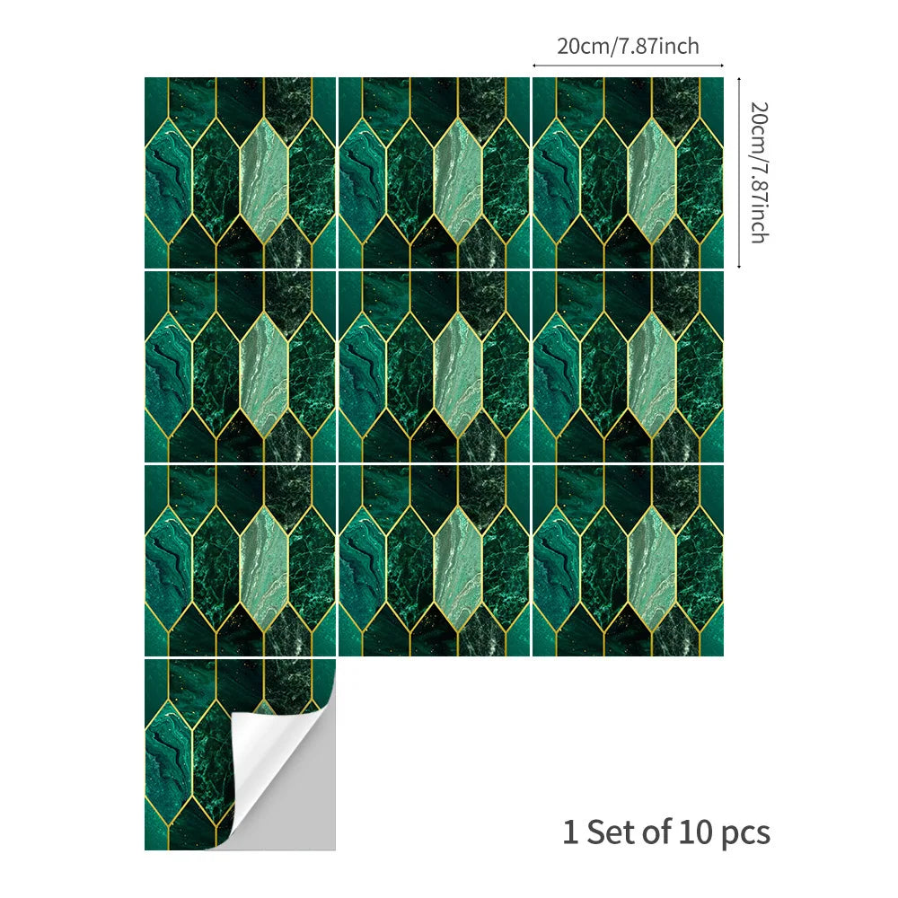 Waterproof Wallpaper 20 Pieces 3D Green Brick