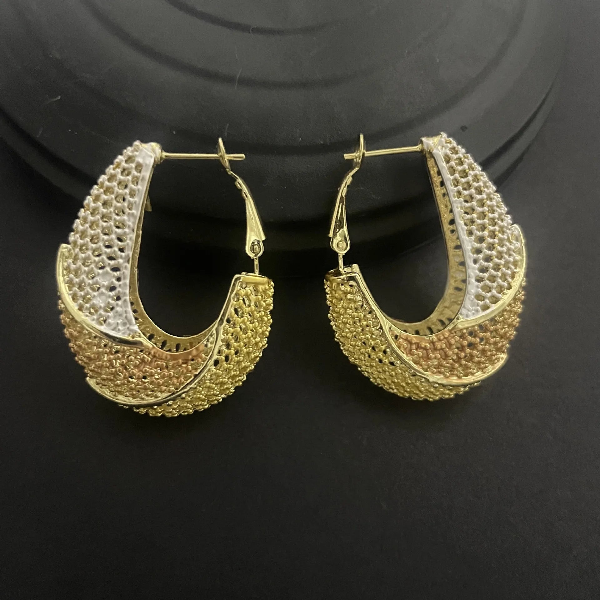 24K Dubai Jewelry Set: Gold Earrings &amp; Necklace
