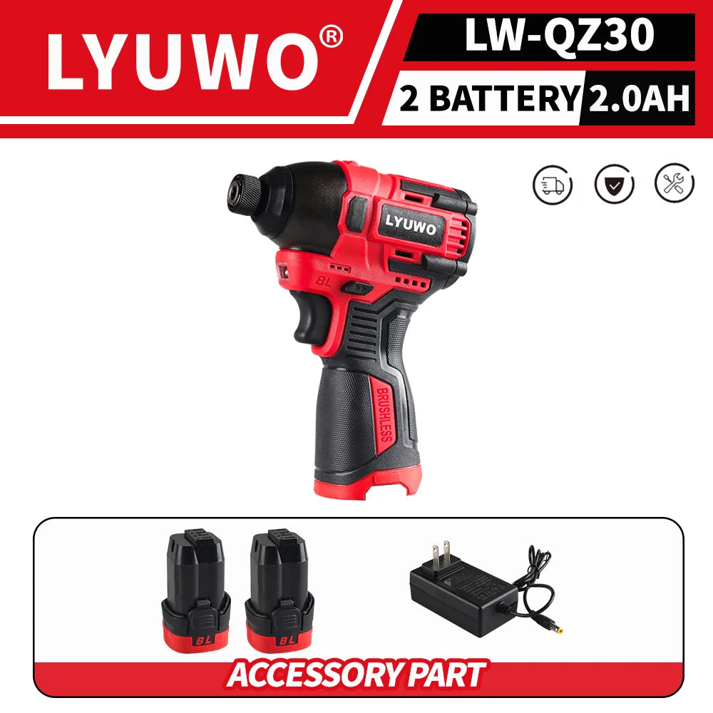 21V LYUWO Cordless Electric Screwdriver/Impact Wrench: Brushless, Rechargeable, LED Light, Fits Makita Battery