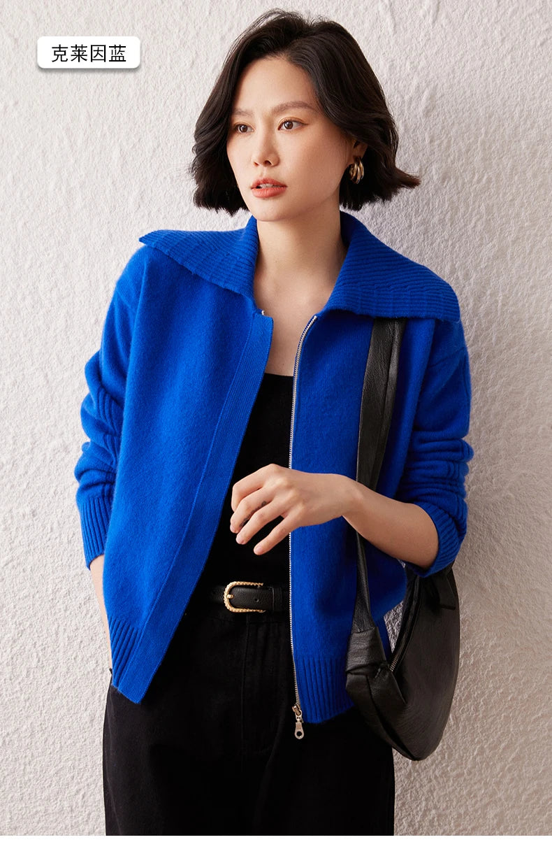 Áo Khoác Len Cashmere Nữ Cổ Bẻ, Dáng Rộng, Ấm Áp - Daisan Mart