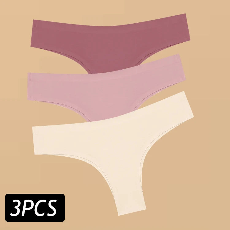 Set of 3 Sexy Ice Silk Low-Waist Ultra-Thin Women's Panties