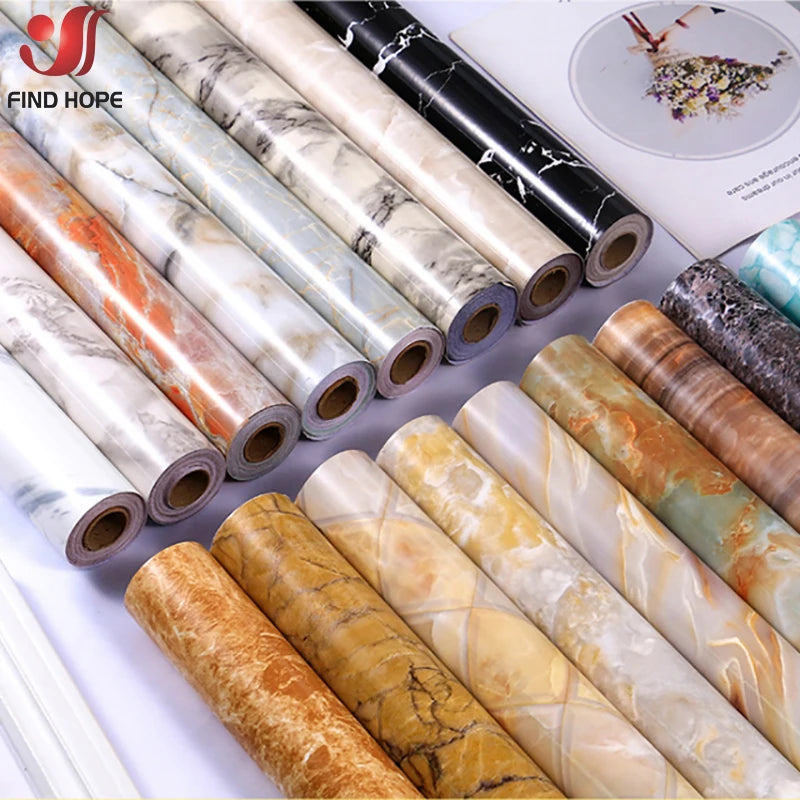 15x 39in Marble Self Adhesive Wallpaper Vinyl Film Wall Sticker Bathroom Kitchen Cupboard Room Decoration Sticky Paper Decal DIY