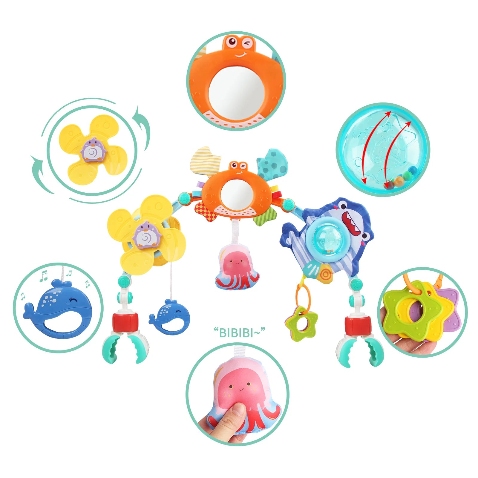 Baby Stroller Hanging Toy Ring Sensory Development