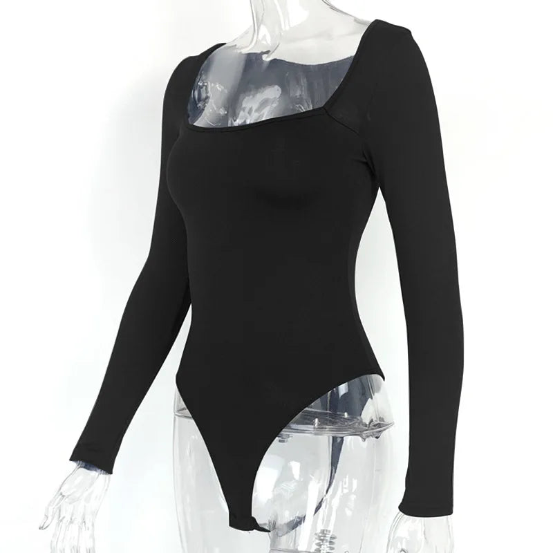 Women's Bodysuit Long Sleeve Square Neck Warm Fur Lining