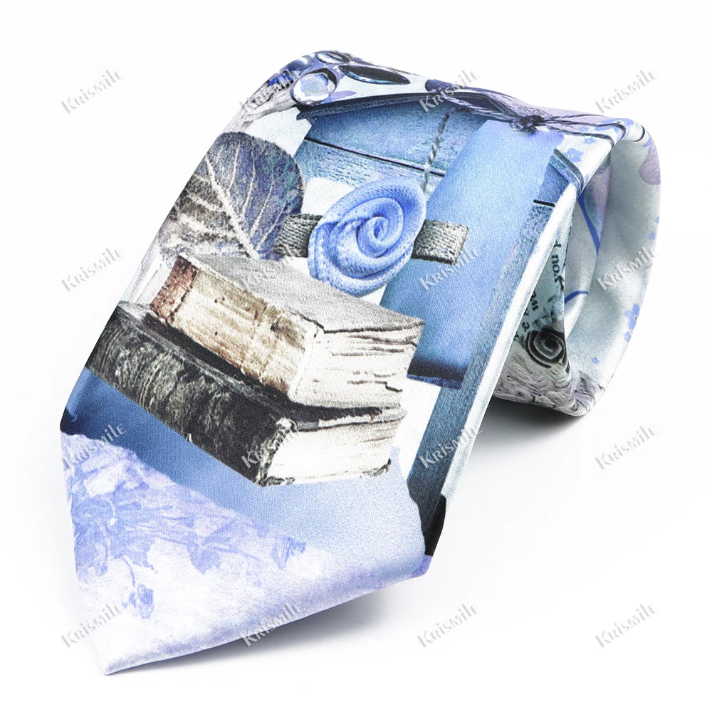 經典藝術圖案真絲領帶，8.5厘米