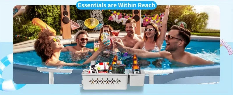 Giỏ Đựng Đồ Bên Hồ Bơi Kèm Khay Cốc Tiện Lợi