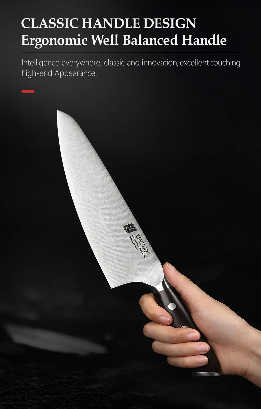 XINZUO kitchen knife set German steel 1.4116 ebony handle