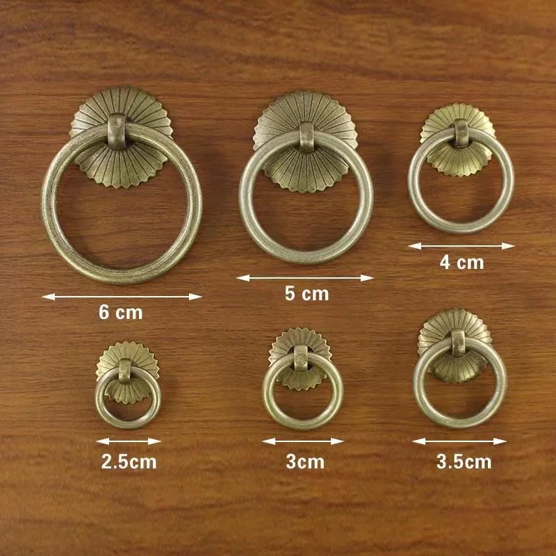 Xipeiyi Mini Handle Pulls Antique Copper Cabinet Ring Handles Chinese Brass Drawer Pulls - Daisan Mart