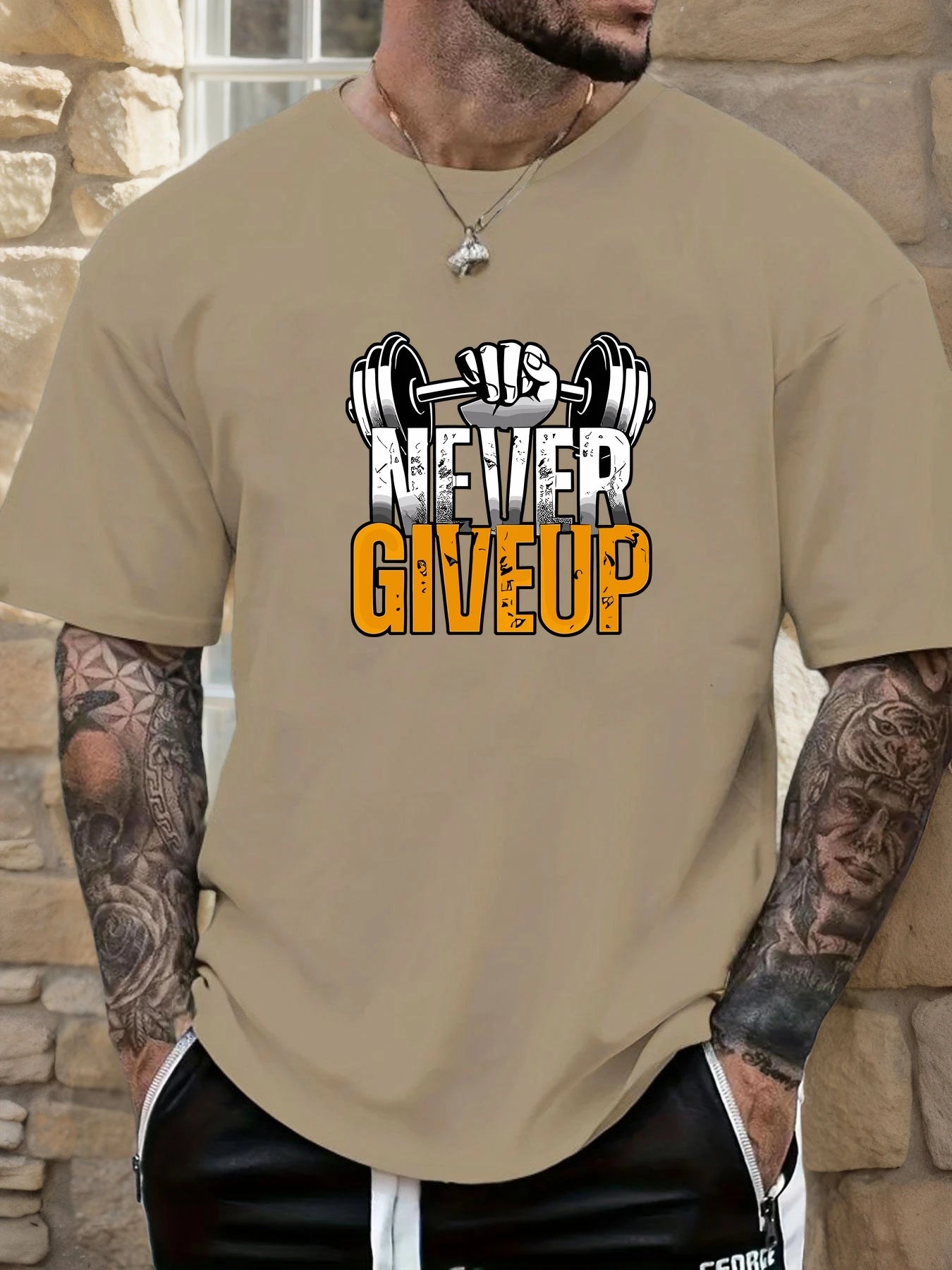 Men's Summer T-Shirt 2025 - Never Give Up 100% Cotton