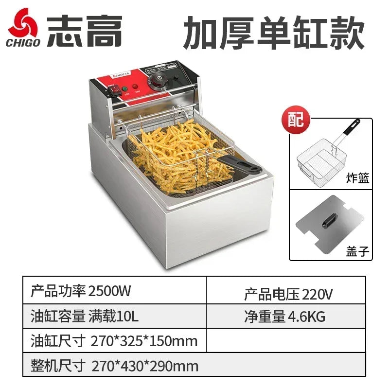220V Fryer Electric Cookware for Kitchen Deep French Fries Commercial Fryers Frying Oil Cooker Timer Arfrai 10L Ar AF