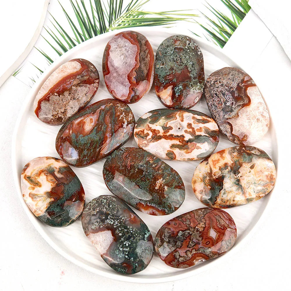 Red Moss Agate Handheld Feng Shui Decoration