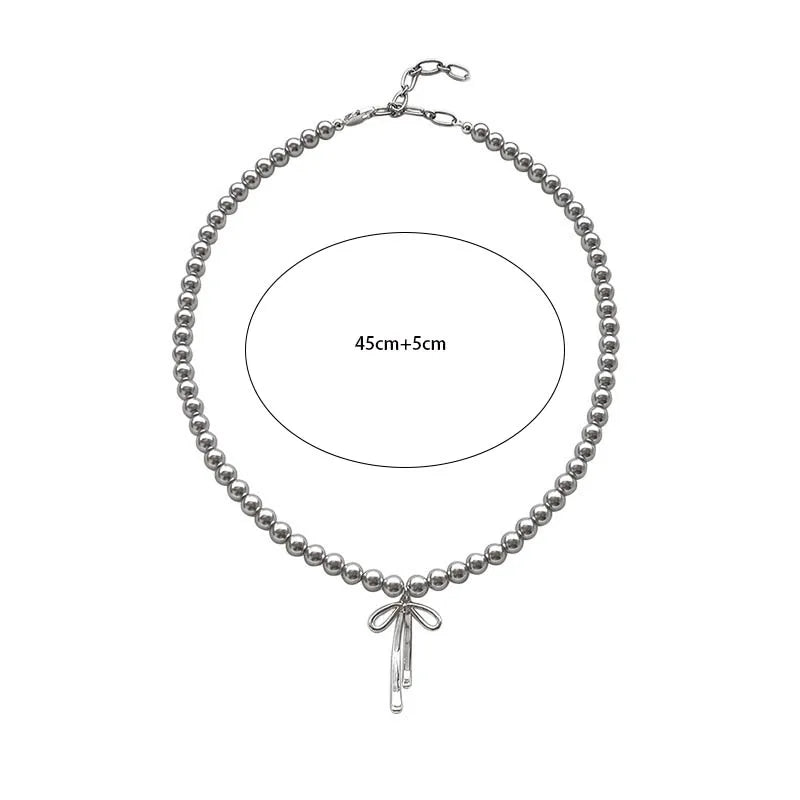 Dây Choker Nơ Thanh Lịch Ngọc Trai Xám