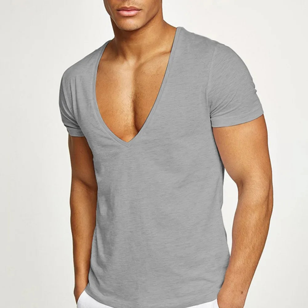 Áo Thun Nam Cơ Bản Hè V-Neck Tập Gym Thể Thao