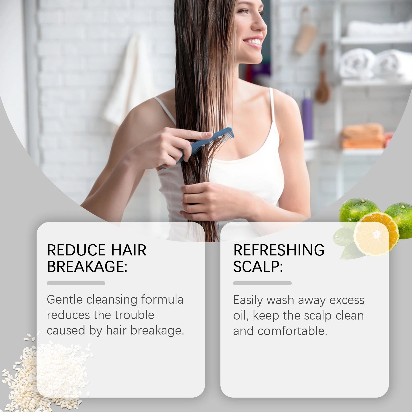 Rice Shampoo Reduces Hair Loss, Deep Nourishes, Restores Dry Hair
