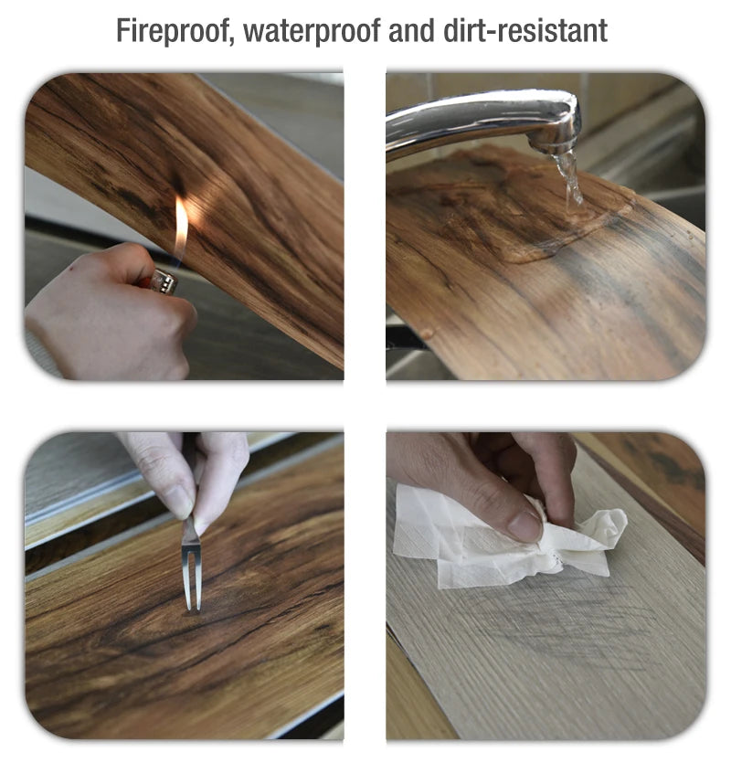 3D Self-Adhesive Thick Wood Grain Floor sticker Wallpaper Modern Wall Sticker Waterproof Living Room Toilet Kitchen Home Decor