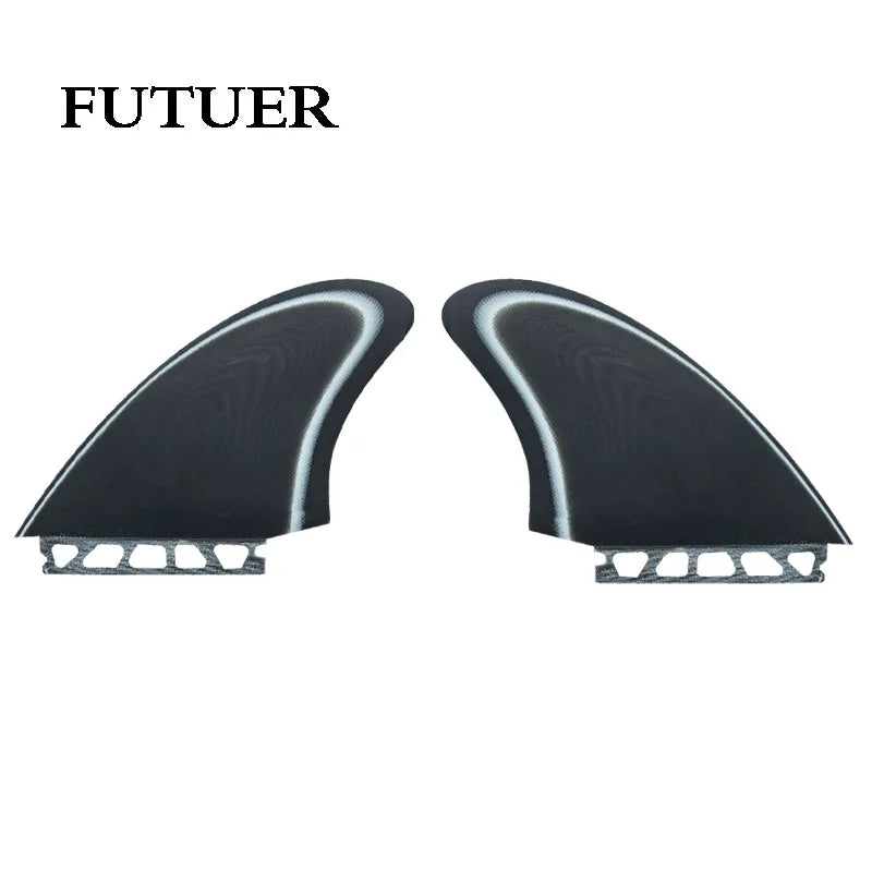 FUTUER +TWIN Surfboard Fins Black Fiberglass Surfboard Blades Paddleboard Fins Sea Recreation Surfboard Accessories 2pcs/set Hig