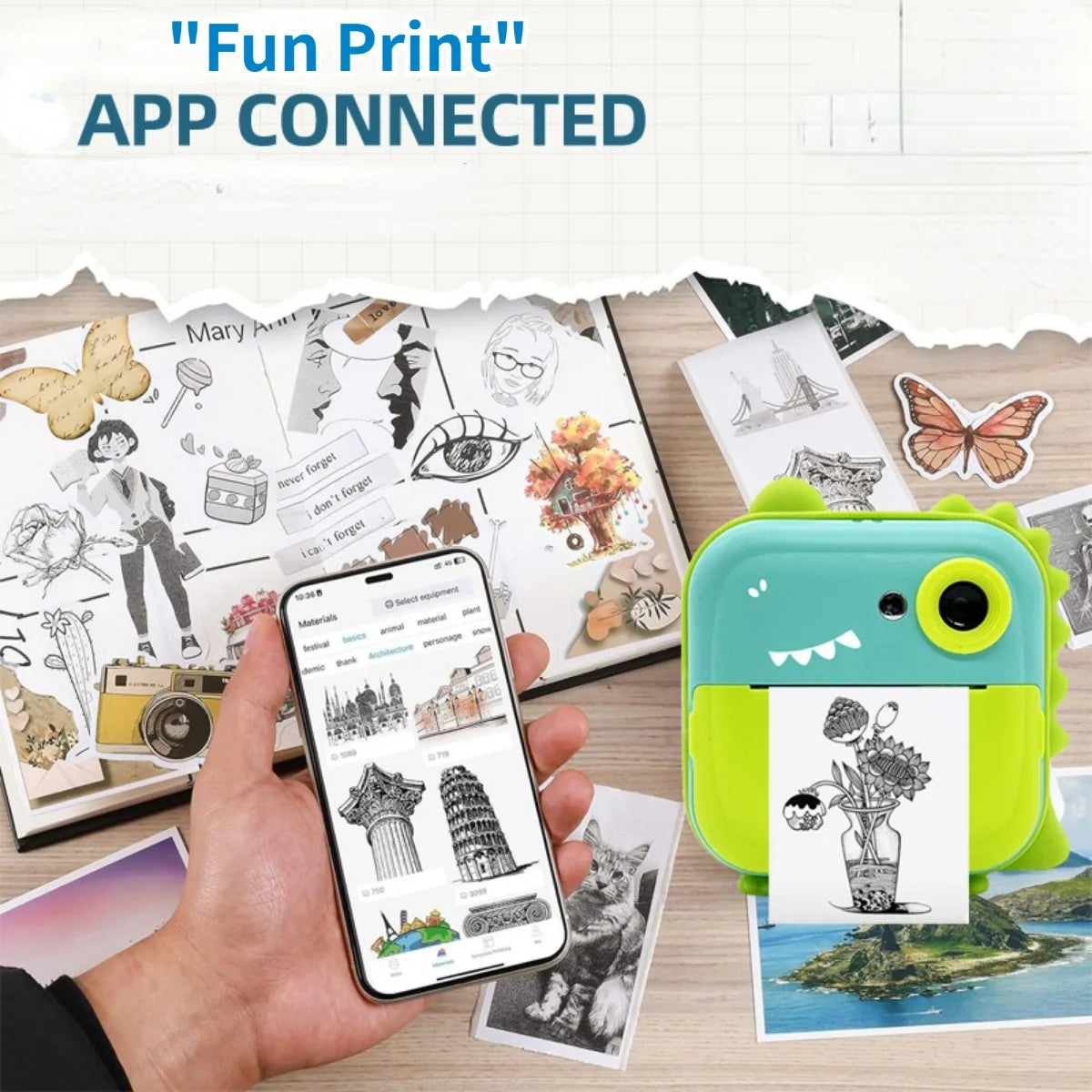 Fast Printing Camera for Kids - Inkless Sticker Photo Printing