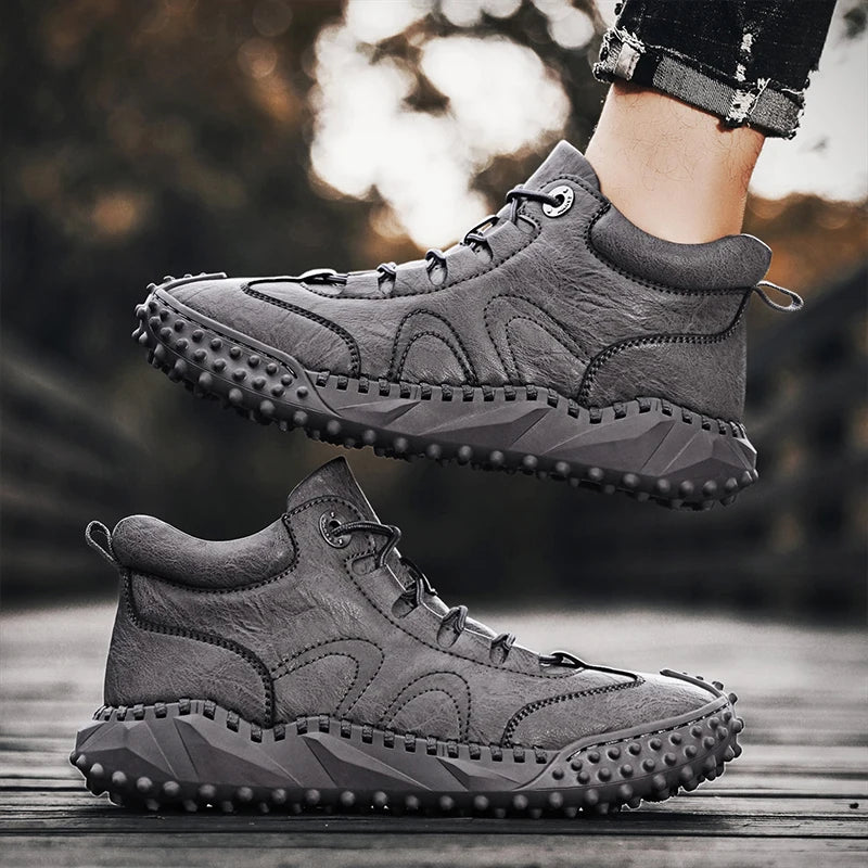 Men's Vintage Handmade Leather High-Top Lace-Up Retro Shoes