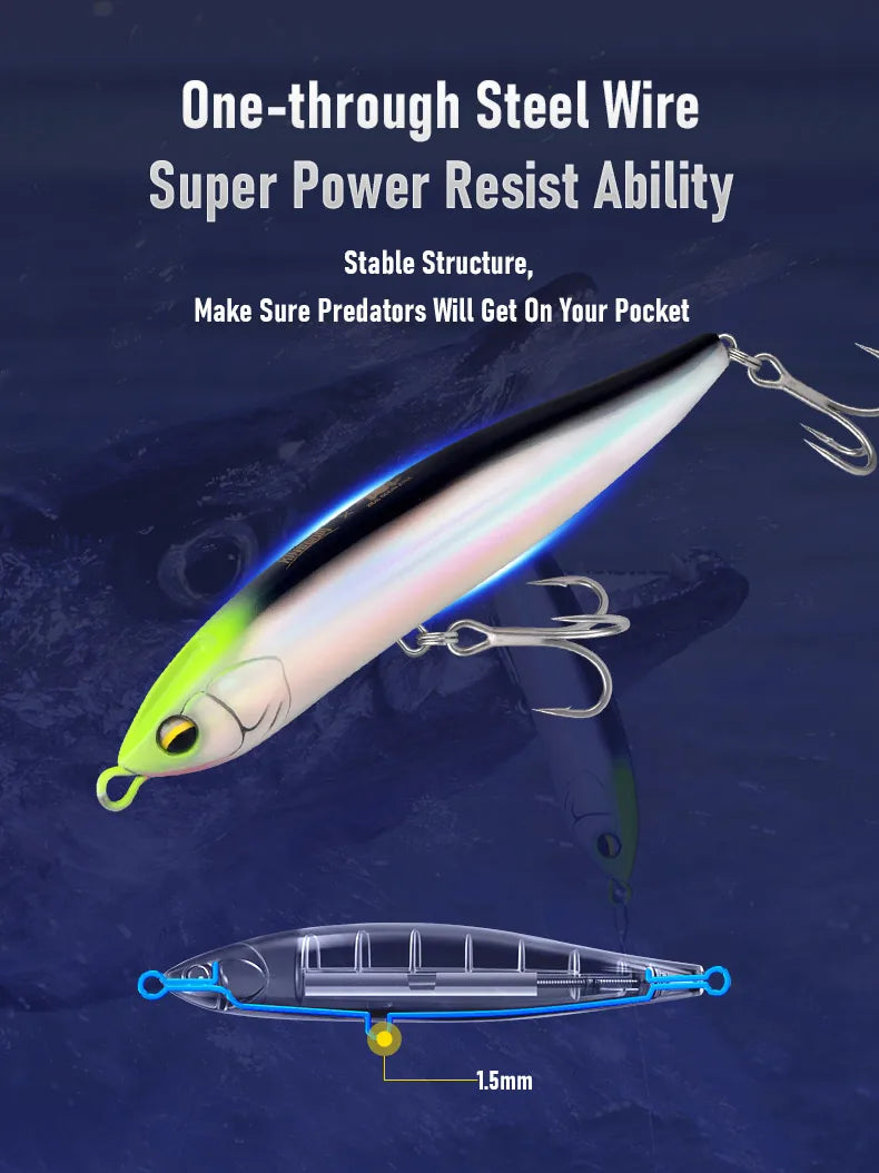 Kingdom Sinking Pencil Lure 140mm 54g Long Casting Saltwater Artificial Stickbait Hard Wobblers Seabass Trolling Jerkbait