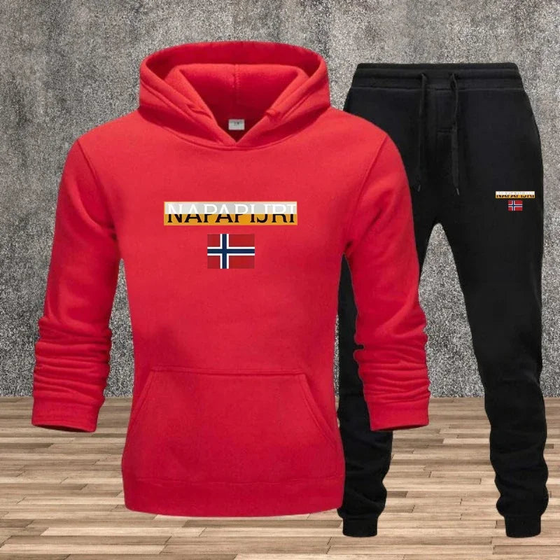 Men's Sportswear Printed Shirt Jogger Pants 2 Piece Dynamic Set